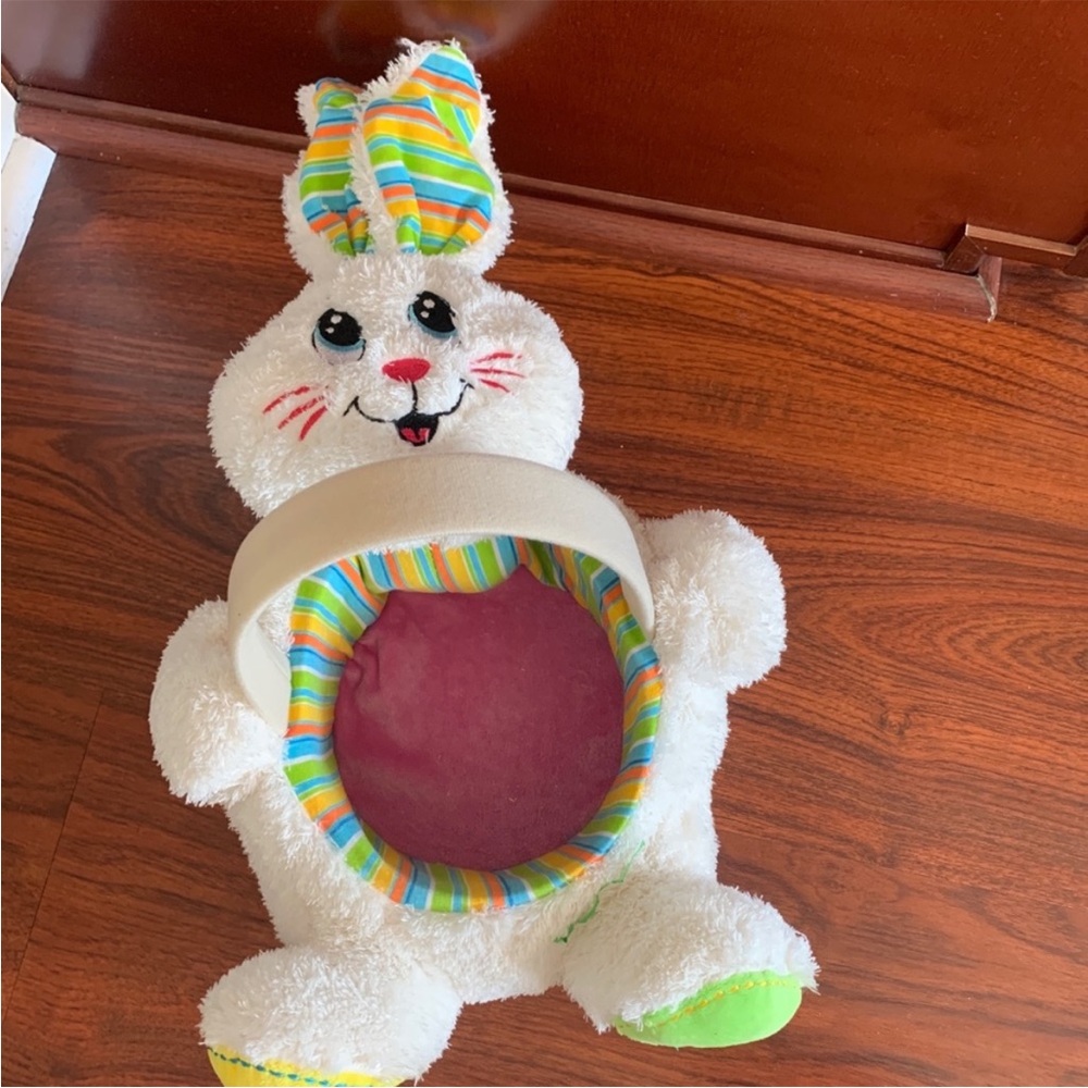 Dan Dee Bunny Rabbit Easter Basket White Spring Fluffy Plush Handle New